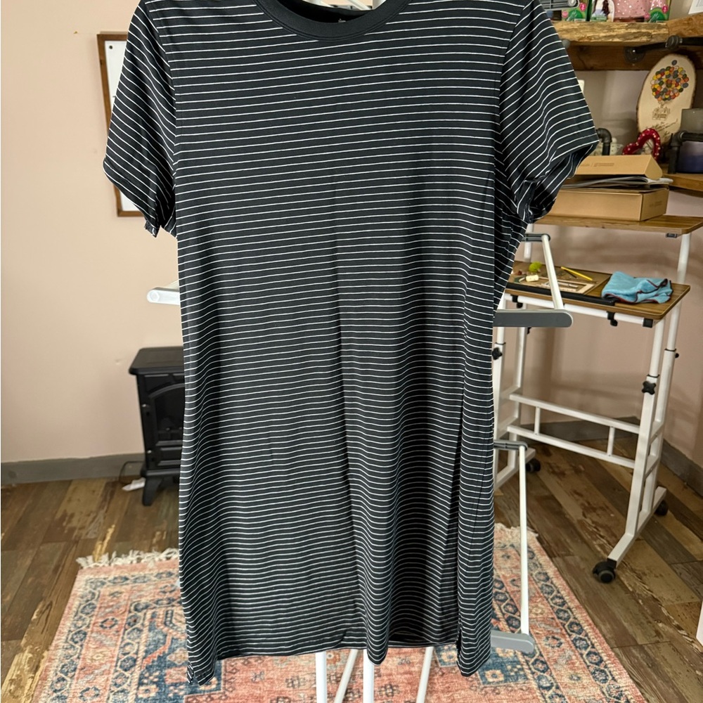 Black and White Striped T-Shirt Dress